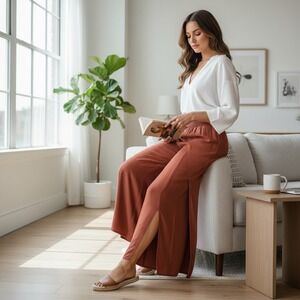 Rewash Smocked Front Wrap Wide Leg Pant Design - US M